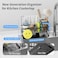 Adurei Sponge Holder for Kitchen Sink 304 Stainless Steel SelfDraining Sink Caddy with Smiley Face Sponge and Brush Holder Towel Bar and Divider Kitchen Gadgets Organizer for Countertop Black