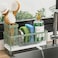 Cisily Sponge Holder for Kitchen Sink Sink Caddy Organizer with High Brush Holder Kitchen Countertop Organizers and Storage Essentials Rustproof 304 Stainless Steel Sage Green 925