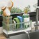 Cisily Sponge Holder for Kitchen Sink Sink Caddy Organizer with High Brush Holder Kitchen Countertop Organizers and Storage Essentials Rustproof 304 Stainless Steel Sage Green 925