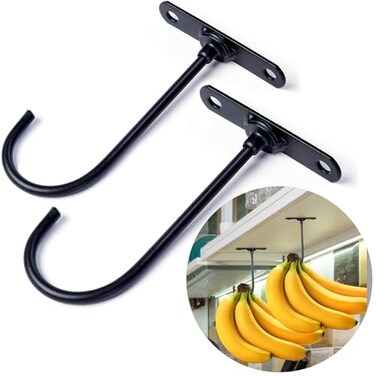 EGMEHOAD Banana Hook Under Cabinet 2 Pack Hanger to Keep Bananas Fresh Holder 2 Pcs