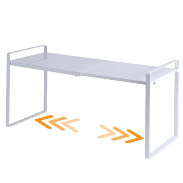 LJHFUQHUHU Expandable Cabinet Shelf Organizer Riser for Kitchen Pantry Cupboard Under Sink Countertop white 82D 122216W 104H