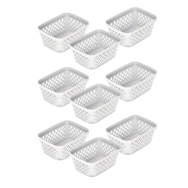 Glad Plastic Storage Basket Set Multipurpose Drawer Trays Kitchen Pantry Containers and Bathroom Bins 9 Pack Small Organizers White 625 L x 46 W x 27 H