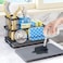 HapiRm Sink Caddy Sponge Holder Kitchen Sink Organizer with Instant Drying Stone and Brush Holder Stainless Steel Bathroom Counter Organizer Black