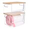 Hiitytin 2 PCS Trash Bag Holder Dispenser Under Sink Extra Large Garbage Bag Holder Organizer with Bamboo Top Handles