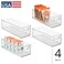 iDesign Plastic Stackable Pantry Bin for Kitchen Cabinets or Fridge Set of 4 Clear Made in USA