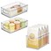 iDesign Stackable Pantry Bins with Handles 2 Small Bins and 1 Medium Bin 3 Pack Clear Made in USA