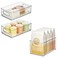 iDesign Stackable Pantry Bins with Handles 2 Small Bins and 1 Medium Bin 3 Pack Clear Made in USA