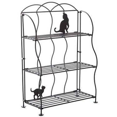 Lily's Home Lilys Home Cat Lovers Black Metal Countertop Wire Shelf Rack Great for Household Items Kitchen Organizer Bathroom Storage and More Foldable 3Tier