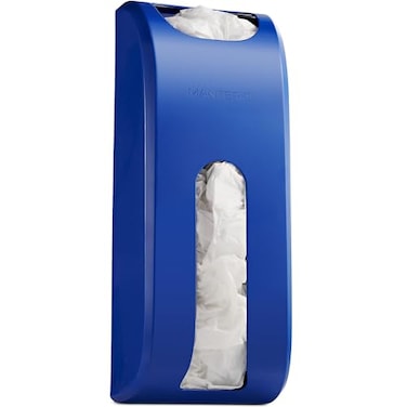 Manterio Plastic Bag Holder Durable Plastic Wall Mount Kitchen Grocery Bag Storage Organizer Smudge Proof Fingerprint Resistant Blue
