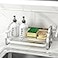 BSKSSK Sink CaddySponge Holder for Kitchen Sink Kitchen Bathroom Sink Organizer304 Stainless Steel Kitchen Countertop Organizer Soap Tray with Removable Drain Tray Length Version Silver