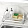BSKSSK Sink CaddySponge Holder for Kitchen Sink Kitchen Bathroom Sink Organizer304 Stainless Steel Kitchen Countertop Organizer Soap Tray with Removable Drain Tray Length Version Silver