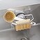 TAILI Sponge Holder for Kitchen Sink with Strong Suction Cup Removable Rustproof Aluminum Sink Caddy for Sponge Brush Scrubber Scraper Silver