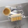 TAILI Sponge Holder for Kitchen Sink with Strong Suction Cup Removable Rustproof Aluminum Sink Caddy for Sponge Brush Scrubber Scraper Silver