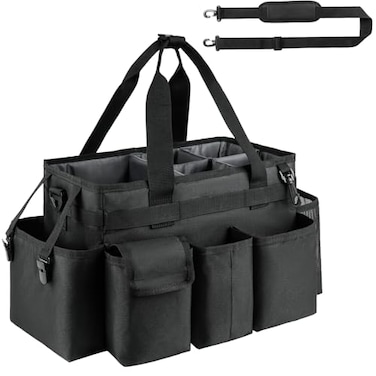 ZIOZERTT Cleaning CaddyCleaning Bag for HousekeepersCleaning Supplies Organizer with HandleBlack