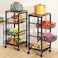 SNTD Fruit Basket Vegetable Stand for Kitchen Pantry Pull Out Metal Wire Basket with Wood Top for Fruit Vegetable Onions Potatoes Snacks