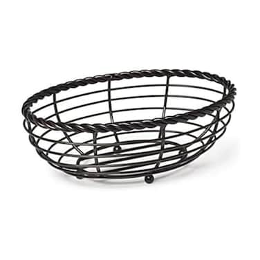 Gourmet Basics by Mikasa 5153171 Rope Metal Oval Bread Basket Antique Black