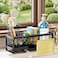 SWTYMIKI Sponge Holder for Kitchen Sink Sink Caddy with Brush Holder Selfdraining Sponge Caddy Organizer with Divider Stainless Steel Kitchen Accessories Storage for Countertop Black