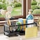 SWTYMIKI Sponge Holder for Kitchen Sink Sink Caddy with Brush Holder Selfdraining Sponge Caddy Organizer with Divider Stainless Steel Kitchen Accessories Storage for Countertop Black