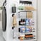 MIMIyasha Multifunctional Magnetic Shelf for Washing Machine Refrigerator Microwave and Any Metal Surface Powerful Magnetic Shelves Include Magnetic Paper Towel Holder Unique Hollow Design 8 pcs Black