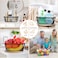 Dualshine 6Pack Black Wire Basket with Wooden Handle Storage Bins for Pantry Metal Mesh Basket for Kitchen Organization Snack Organizer for Home Cabinet Closet Bathroom Fridge Fruit Makeup and Office