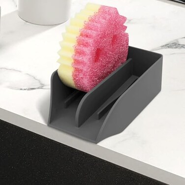 AMAZYC-US AMAZYCUS Smiley Face Sponge Holder for Scrub Daddy Kitchen Sink with Drain Spout Sponge Holder Large Soap Dish Sink Caddy Organizer Dishwasher Safe Kitchen Accessories