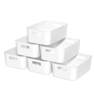 Asking 6Pack Plastic Storage Bins Kitchen Pantry Organization Bin White