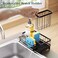 Consumest Sponge Holder for Kitchen Sink Auto Draining Sink Caddy Organizer with Detachable Rack High Brush Holder Kitchen Countertop Storage Accessories Black