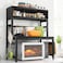 EnHomee Microwave Stand 4Tier with 9 Hooks for Kitchen Countertop Organizer 205LBS Microwave Shelf Adjustable Kitchen Shelves Microwave Stand with Storage and Microwave Oven Rack Black
