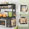 EnHomee Microwave Stand 4Tier with 9 Hooks for Kitchen Countertop Organizer 205LBS Microwave Shelf Adjustable Kitchen Shelves Microwave Stand with Storage and Microwave Oven Rack Black