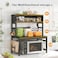 EnHomee Microwave Stand 4Tier with 9 Hooks for Kitchen Countertop Organizer 205LBS Microwave Shelf Adjustable Kitchen Shelves Microwave Stand with Storage and Microwave Oven Rack Black