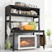 EnHomee Microwave Stand 4Tier with 9 Hooks for Kitchen Countertop Organizer 205LBS Microwave Shelf Adjustable Kitchen Shelves Microwave Stand with Storage and Microwave Oven Rack Black