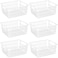 GEDLIRE 152 Metal Wire Baskets for Organizing 6 Pack Household Pantry Storage Freezer Organizer Bins with Handles Freezer Baskets for Upright Freezer Refrigerators Kitchen Cabinets White