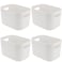 JOIKIT 4 Pack White Storage Bins with Handles White Bathroom Kitchen Organizer Bin White Plastic Vanity Storage Bins for Hand Soap Body Washes Towels Shampoos Lotions Bath Balls 10x7x63 Inch