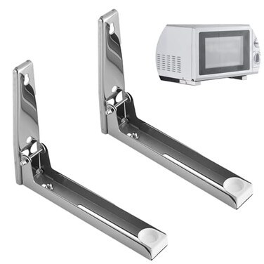 Krbnk Microwave Mount Folding Shelf Brackets Foldable Retractable Adjustable Microwave Oven Wall Mount Suitable for Use in Home Kitchens Saving Space Silver