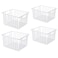 lonpute Freezer Baskets Storage Organizer Refrigerator Metal Wire Basket bins Household Bins with Builtin Handles for Kitchen Cabinets Freezer Pantry Closets Bathrooms 4 Packs