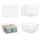 lonpute Freezer Baskets Storage Organizer Refrigerator Metal Wire Basket bins Household Bins with Builtin Handles for Kitchen Cabinets Freezer Pantry Closets Bathrooms 4 Packs