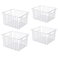 lonpute Freezer Baskets Storage Organizer Refrigerator Metal Wire Basket bins Household Bins with Builtin Handles for Kitchen Cabinets Freezer Pantry Closets Bathrooms 4 Packs
