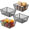 Maxdot 4 Pcs Wire Storage Basket with Handle Metal Baskets Wire Mesh Pantry Organizers for Cabinet Kitchen Laundry Bathroom Makeup Snacks ContainersBlack