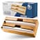 MELDEVO 2 in 1 Wrap Dispenser with Cutter and Labels Plastic Wrap Aluminum Foil and Wax Paper Dispenser for Kitchen Drawer Bamboo Roll Organizer Holder Compatible with 12 Roll