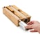 MELDEVO 2 in 1 Wrap Dispenser with Cutter and Labels Plastic Wrap Aluminum Foil and Wax Paper Dispenser for Kitchen Drawer Bamboo Roll Organizer Holder Compatible with 12 Roll