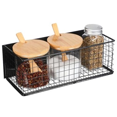 OUNONA Wire Mesh Magnetic Storage Basket Trash Container Desk Tray Office Organizer for Refrigerator Microwave Oven Magnetic Surface Kitchen Office Black