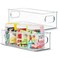 primebox Plastic Food Storage Clear Container 2 Pack Bin with Handles for Organizing Kitchen Pantry Refrigerator Freezer Pantry Cabinet Closet Bathroom Stackable 10x4x3