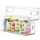 primebox Plastic Food Storage Clear Container 2 Pack Bin with Handles for Organizing Kitchen Pantry Refrigerator Freezer Pantry Cabinet Closet Bathroom Stackable 10x4x3