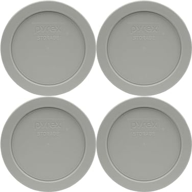 Pyrex 7200PC 2Cup Jet Gray Food Storage Replacement Lid 4Pack Made in USA
