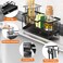 StorageRight Kitchen Sink Caddy Organizer Rustproof Sponge Holder for Kitchen Sink Instant Dry High Brush Holders with Drain Tray AntiSlip Storage Organization Essentials Black