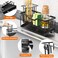 StorageRight Kitchen Sink Caddy Organizer Rustproof Sponge Holder for Kitchen Sink Instant Dry High Brush Holders with Drain Tray AntiSlip Storage Organization Essentials Black