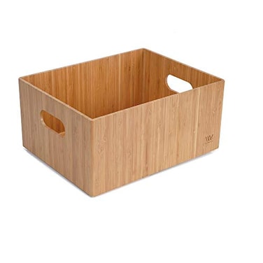 MobileVision Bamboo Storage Box 14x11x 65 Durable Bin w Handles Stackable For Toys Bedding Clothes Baby Essentials Arts Crafts Closet Office Shelf