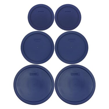 Pyrex 2 7403PC 10Cup 2 7402PC 67Cup 2 7201PC 4Cup Blue Food Storage Replacement Lids Made in USA
