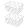 Brightalk 11 Upright Freezer Storage Baskets White Wire Storage Bins Small Bakset for Freezer Pantry Bathroom Organizing Set of 2