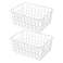 Brightalk 11 Upright Freezer Storage Baskets White Wire Storage Bins Small Bakset for Freezer Pantry Bathroom Organizing Set of 2